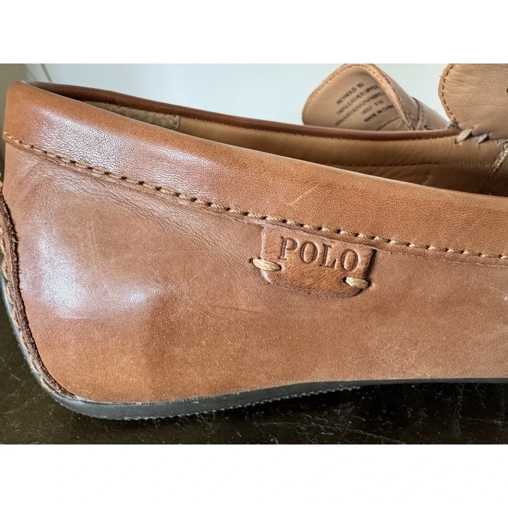 Ralph Lauren Polo Leather Reynold Men's Penny Loafer Shoe Size 9D Classic Cognac